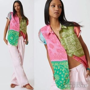 Farm Rio Anthropologie Printed Surf Shirt